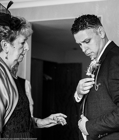 ANDREW GETTING WEDDING READY AT THE LANCASTER HOUSE HOTEL, BAILRIGG, LANCASTER, LANCASHIRE