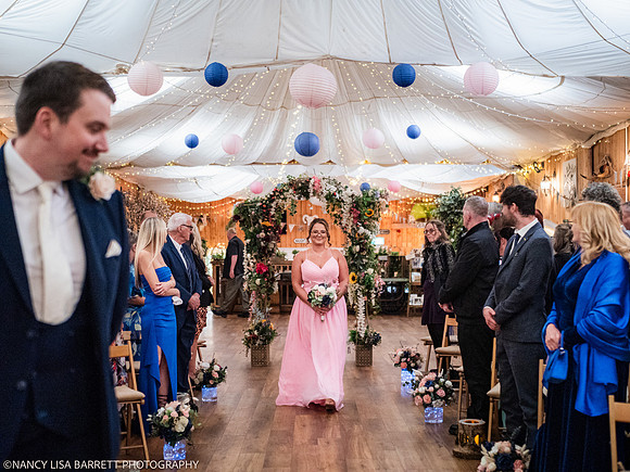 CEREMONY ENTRANCE - WELLBEING FARM WEDDING, BOLTON, GREATER MANCHESTER