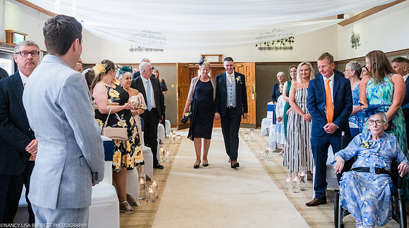 WEDDING CEREMONY ENTRANCE  AT THE LANCASTER HOUSE HOTEL, BAILRIGG, LANCASTER, LANCASHIRE