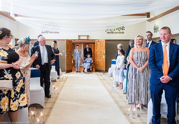 WEDDING CEREMONY ENTRANCE  AT THE LANCASTER HOUSE HOTEL, BAILRIGG, LANCASTER, LANCASHIRE