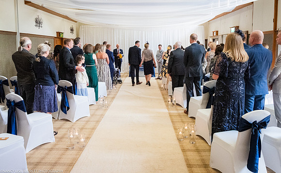 WEDDING CEREMONY ENTRANCE  AT THE LANCASTER HOUSE HOTEL, BAILRIGG, LANCASTER, LANCASHIRE