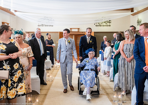 WEDDING CEREMONY ENTRANCE  AT THE LANCASTER HOUSE HOTEL, BAILRIGG, LANCASTER, LANCASHIRE