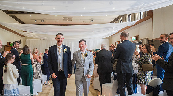 WEDDING EXIT CEREMONY CONFETTI ETC AT THE LANCASTER HOUSE HOTEL, BAILRIGG, LANCASTER, LANCASHIRE