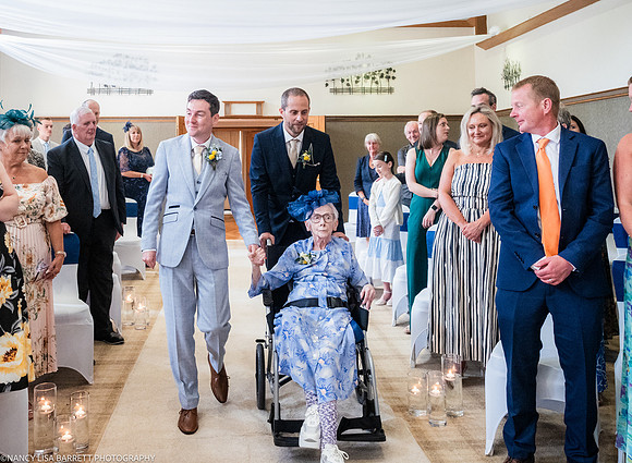 WEDDING CEREMONY ENTRANCE  AT THE LANCASTER HOUSE HOTEL, BAILRIGG, LANCASTER, LANCASHIRE